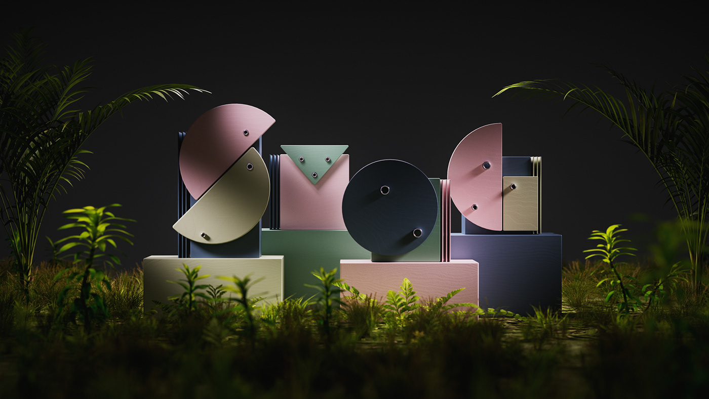 3D art direction  beach Florianopolis forest ILLUSTRATION  Nature set design  Tropical typography  