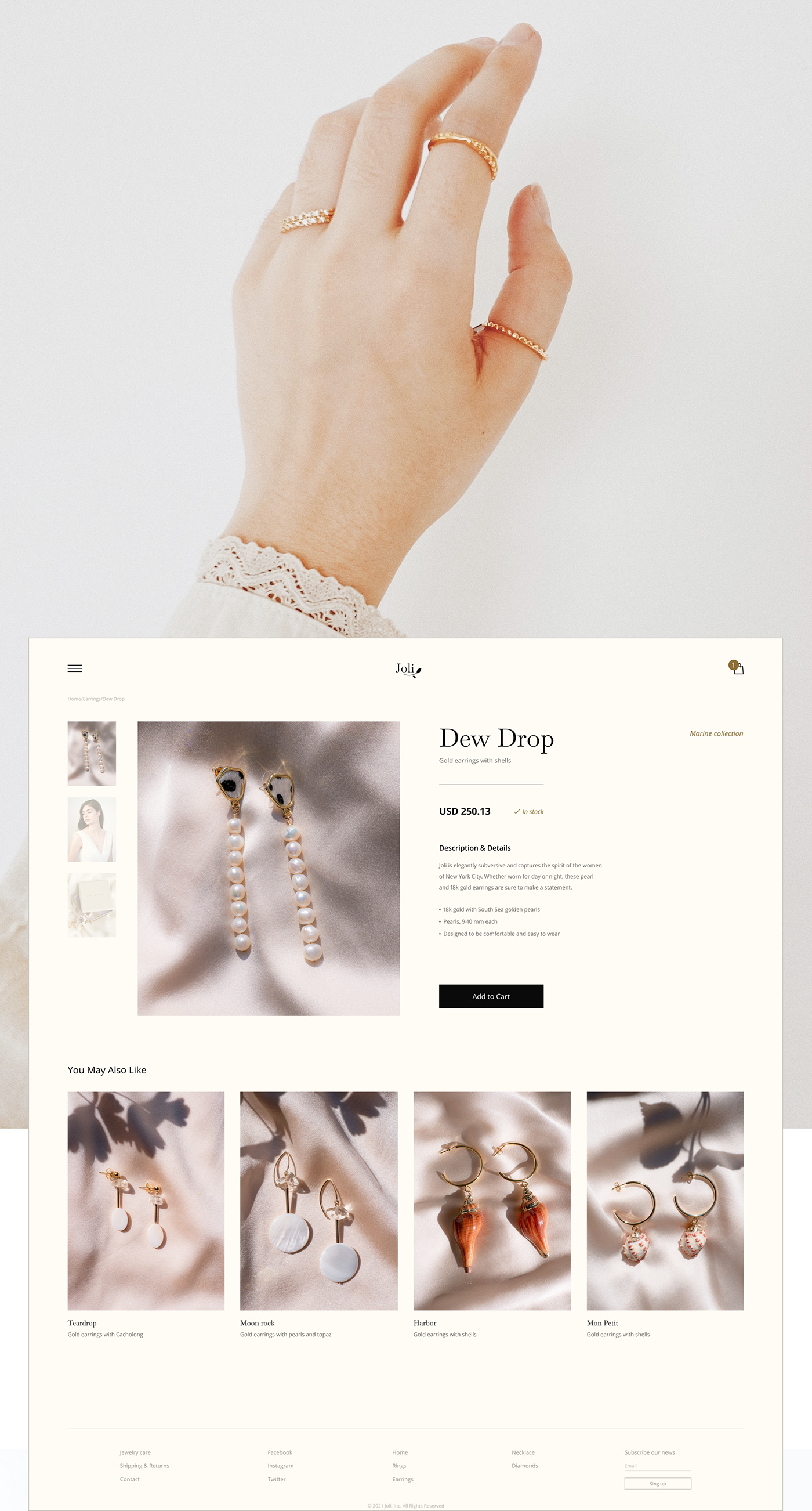 beige Figma gold jewelry Online shop store UI ux Web Web Design 