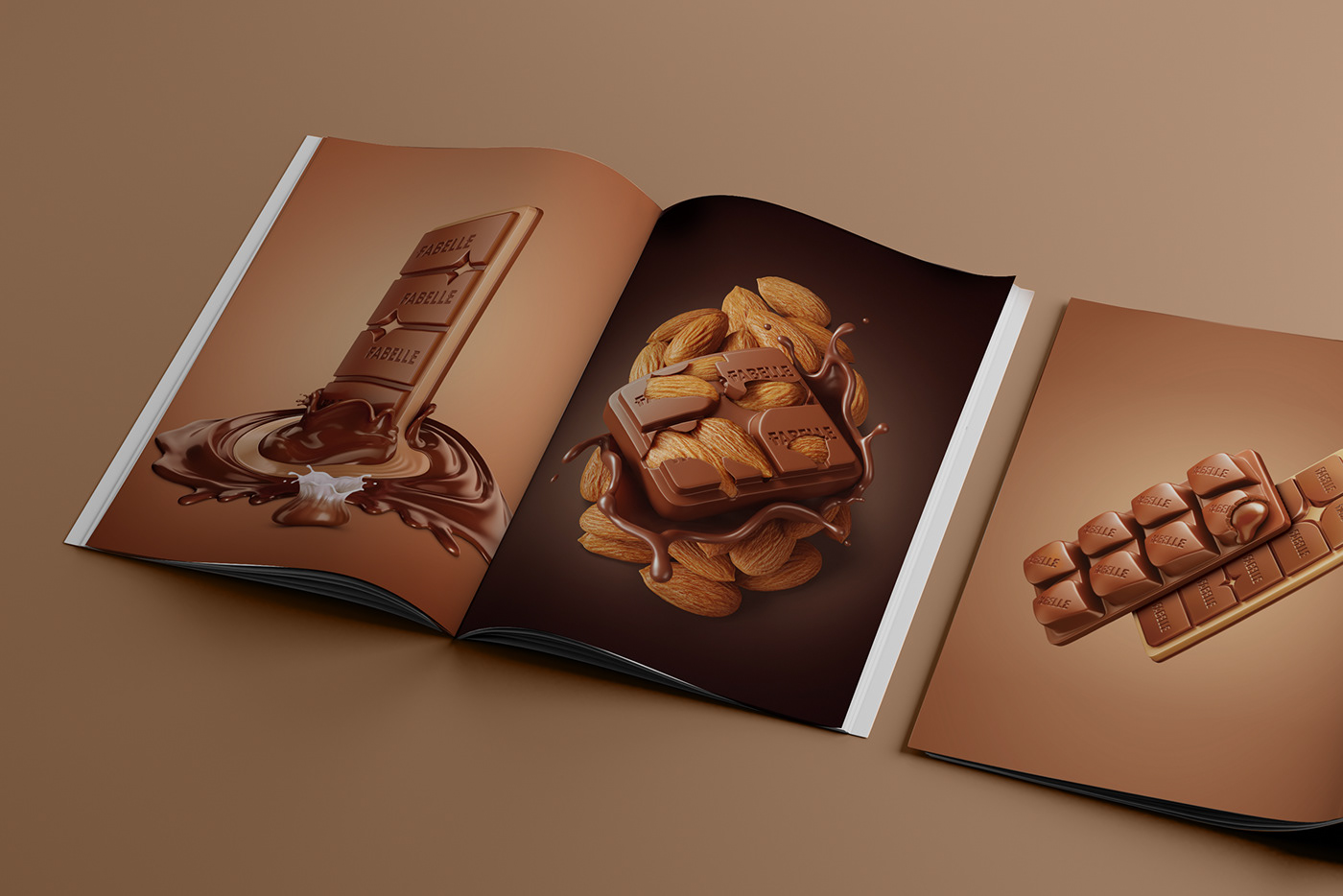 3D Advertising  art CGI chocolates Fabelle Food  Packaging premium realistic