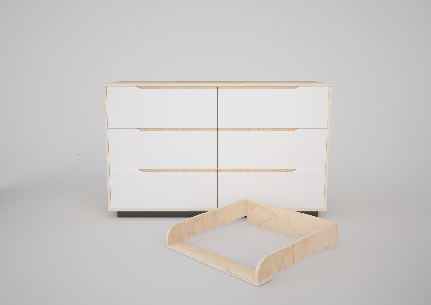 changing table plywood furniture plywood furniture furniture design  nursery chest of drawers 3d Visualisation