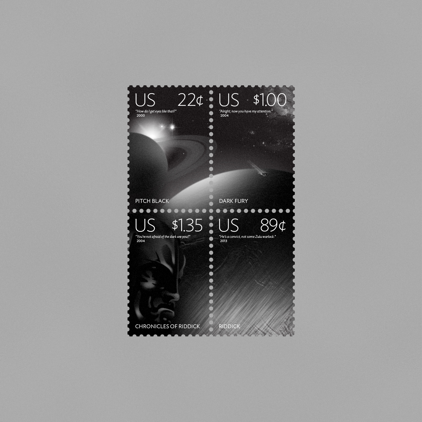 science fiction Scifi Sci Fi stamps black and white Monochromatic minimalistic Movies