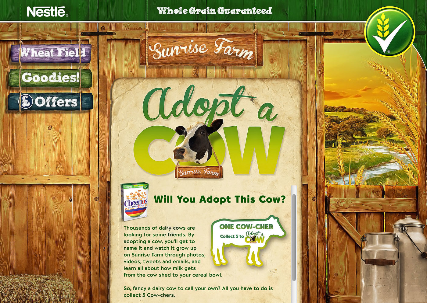 Adobe Portfolio nestle Cereal Website cow farm