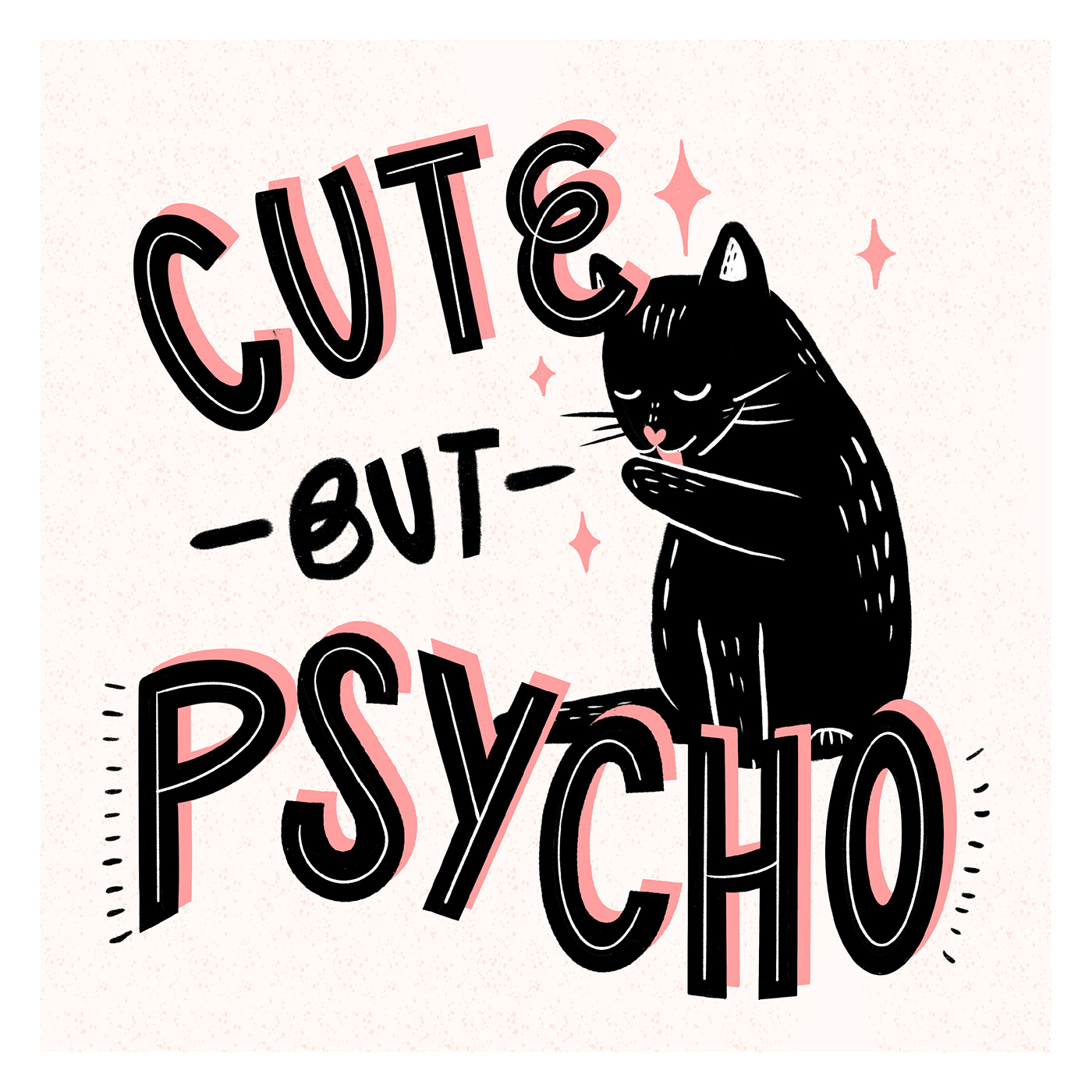 cat illustration cute illustration digital illustration ILLUSTRATION  letterer lettering pink Procreate