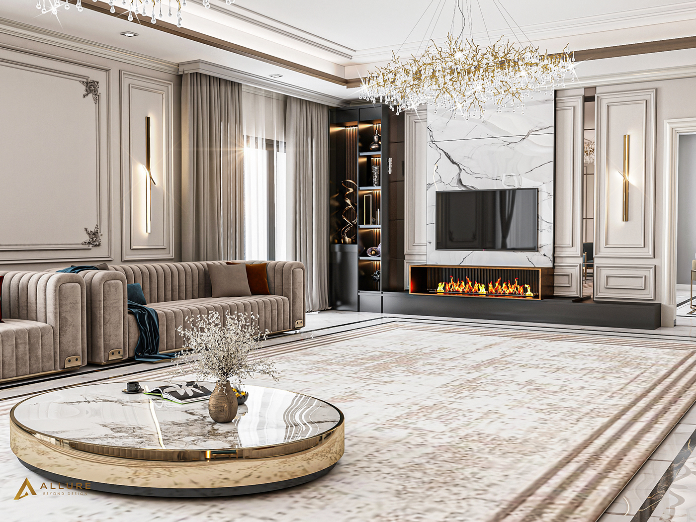 3D 3ds max design Interior interior design  luxury neoclassic Render visualization vray