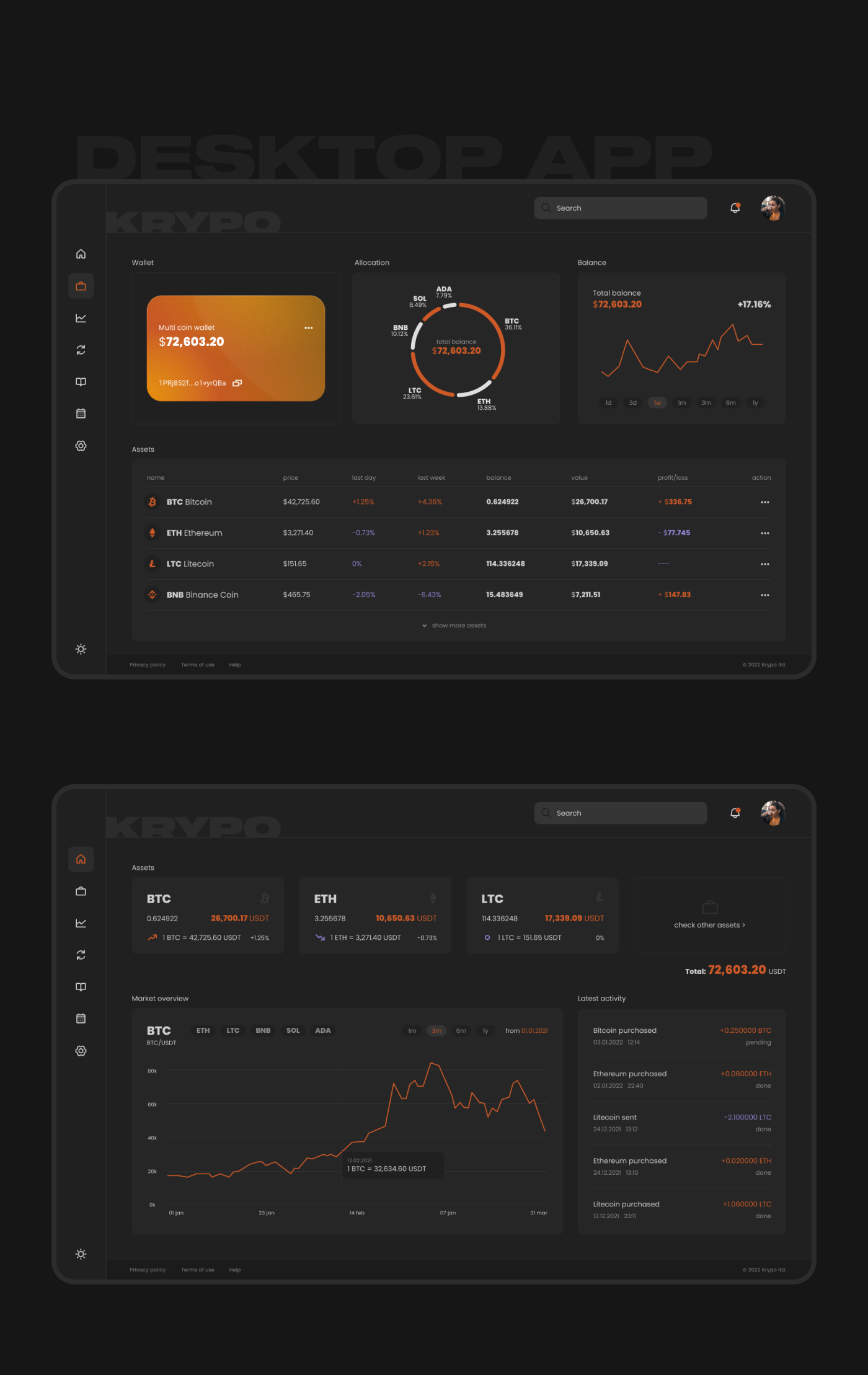 app blockchain Case Study crypto cryptocurrency dashboard Interface UI ux Website