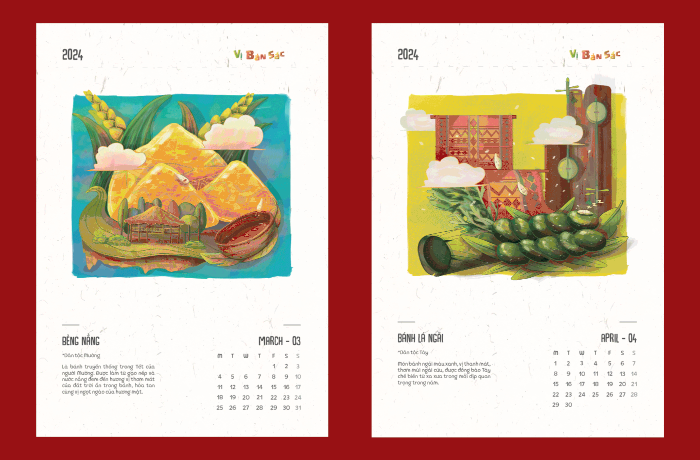 artwork calendar calendar design calendar2024 design Digital Art  Food  ILLUSTRATION  photoshop vietnam
