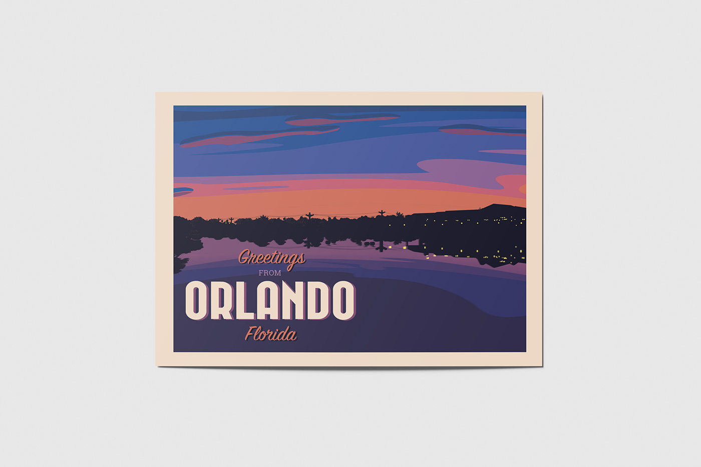 beach city design graphic orlando postcard print sunset Travel visual