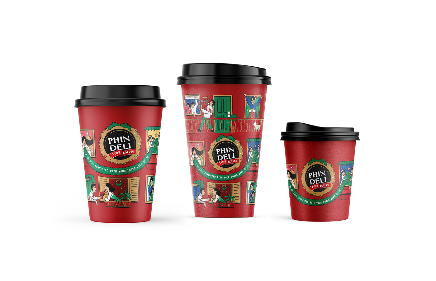 branding  Christmas Coffee drink festive Packaging papercup vietnam visual identity ILLUSTRATION 