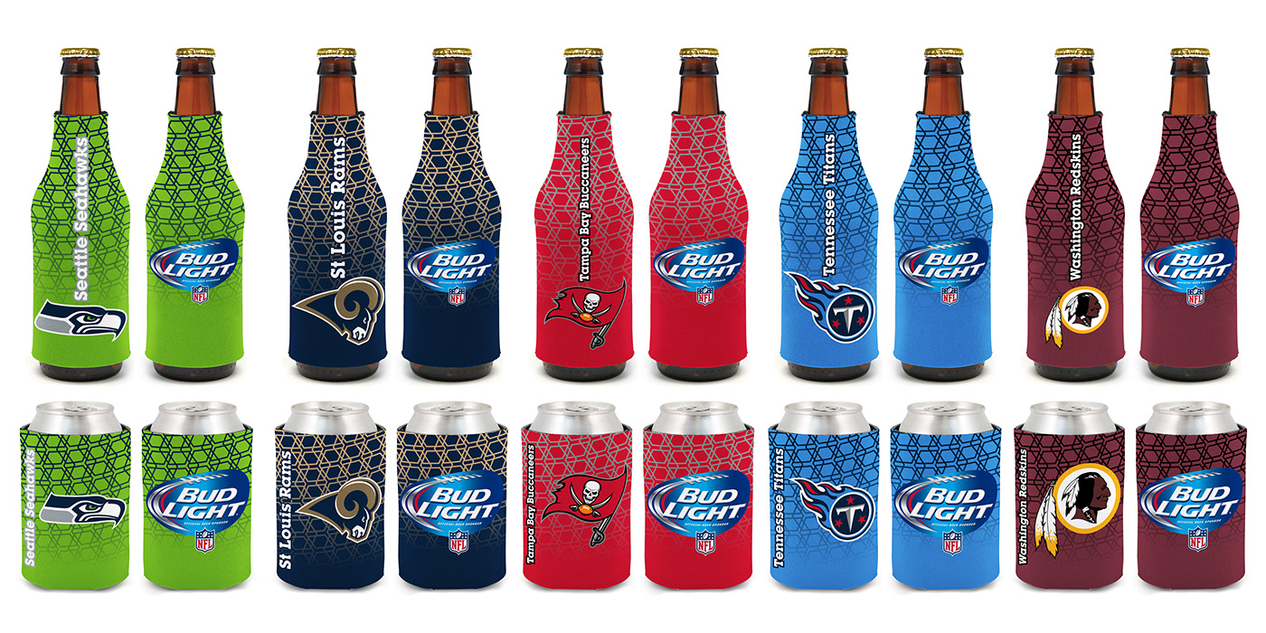 BUd lght koozie nfl collateral design packaging design hardlines sports beer football