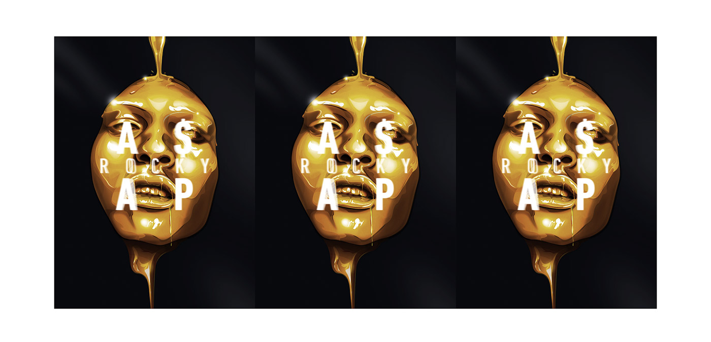 a$ap Rocky hip hop poster black gold rap
