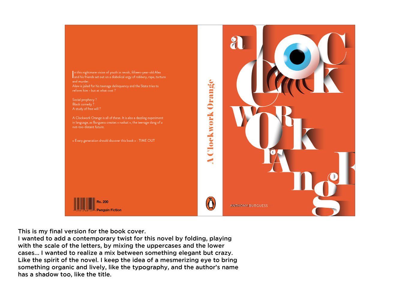 a clockwork orange anthony burguess book design editorial design  ILLUSTRATION  creepy mesmerizing visual Experimental Typography
