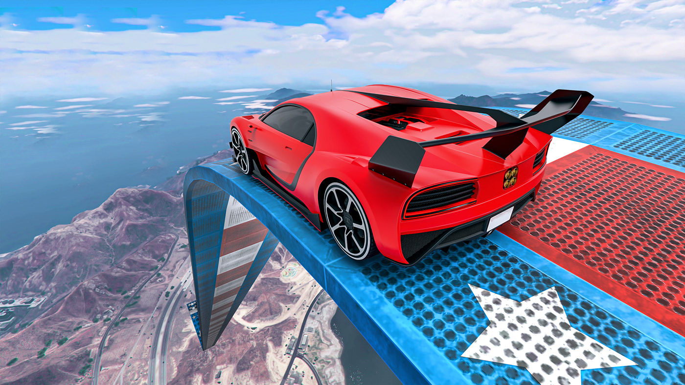 game marketing game screenshots Car Games Stunt Racing keyshot unity3D Adobe Photoshop autodesk maya 3D Rendering Digital Art 
