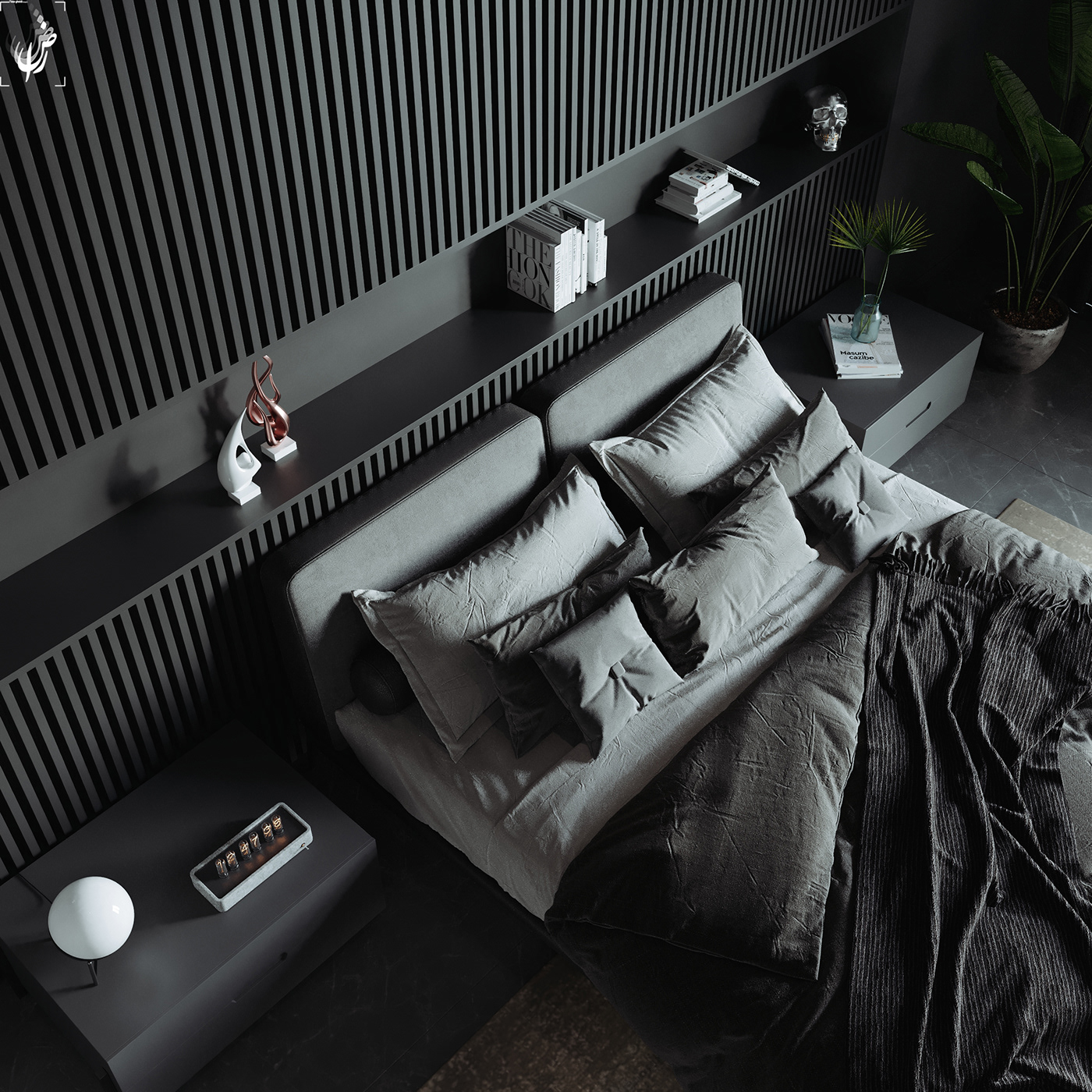 bed bedroom black wood