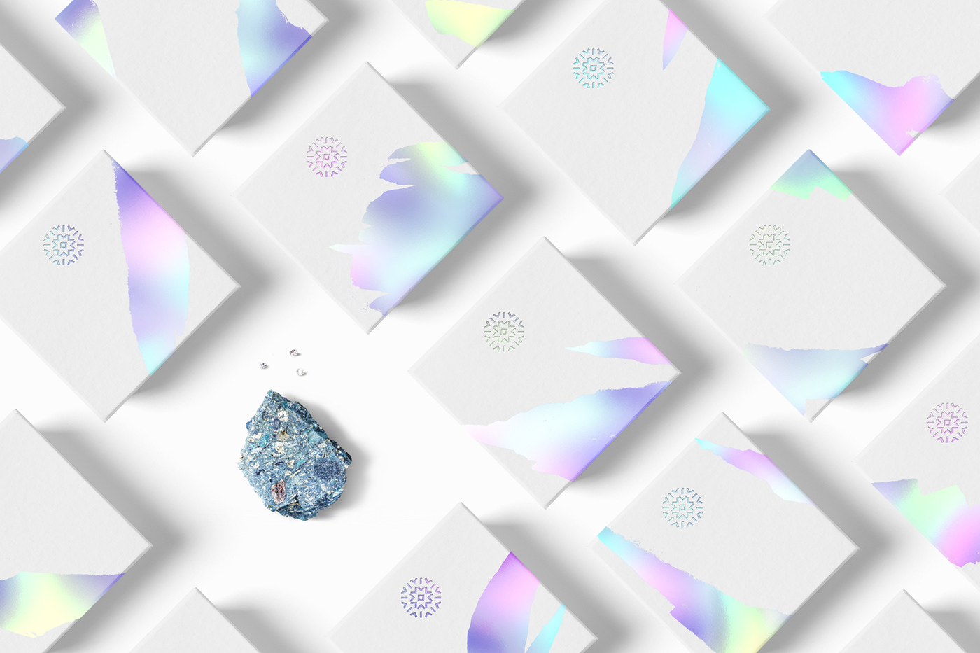 jewelry branding  identity package aurora diamonds yakutia holographic shine north