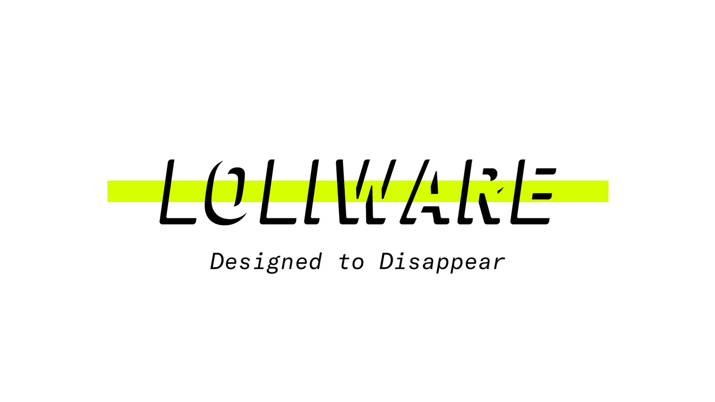 loliware branding  neon seaweed bioplastic designed to disappear LobsterPhone.co movement type