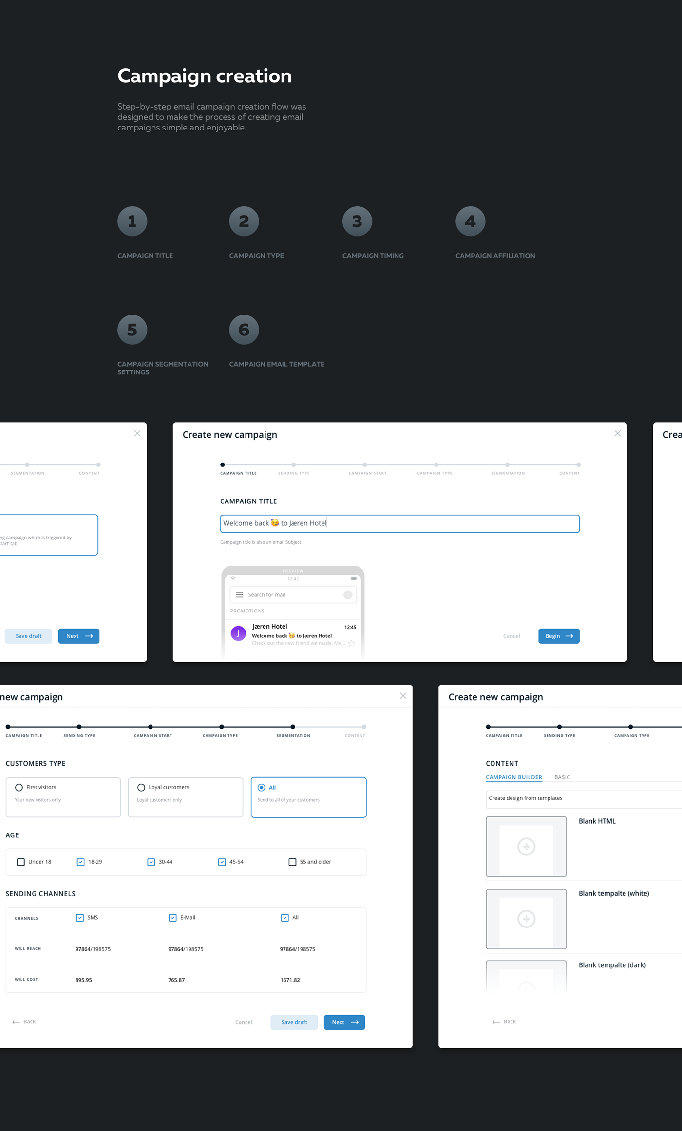 content builder dashboard Email email builder styleguide tokens visual builder Interface UI ux/ui