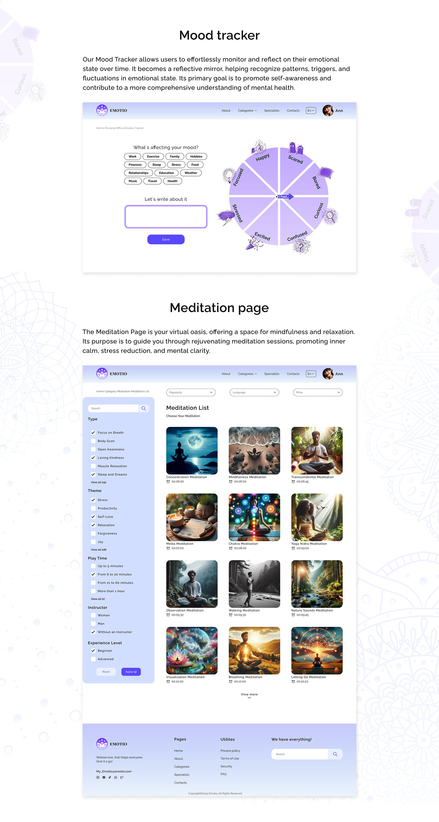 mental health psychology mindfulness ux/ui UX design Figma Web Design  mentalhealth user interface Health
