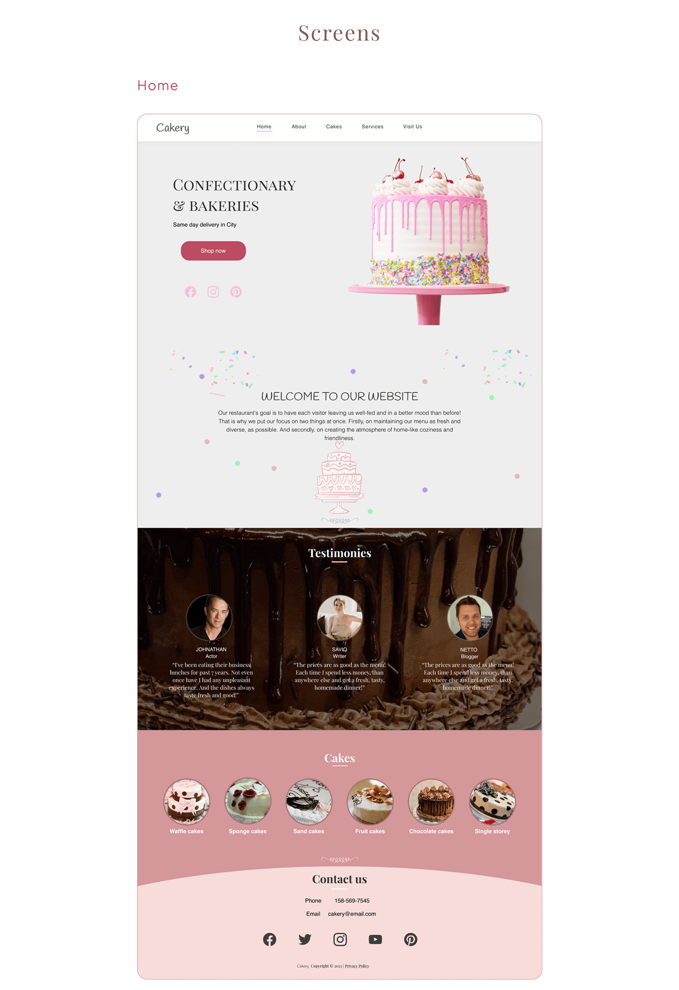 bakery cake cake shop Food  landing page ui design UI/UX UX design Website Website Design