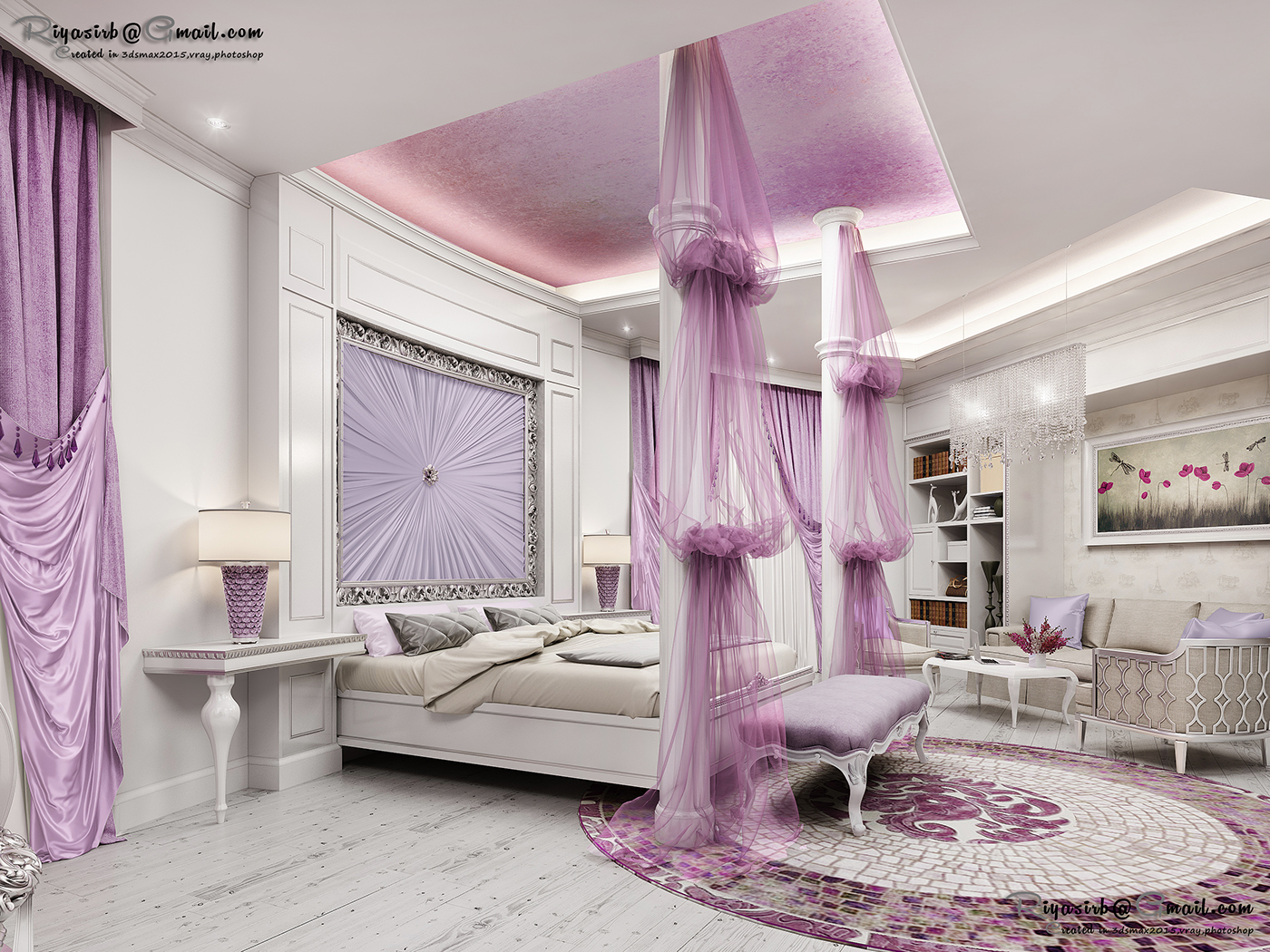 bedroom women pink 3dsmax vray Classic Interior 3D Render corona