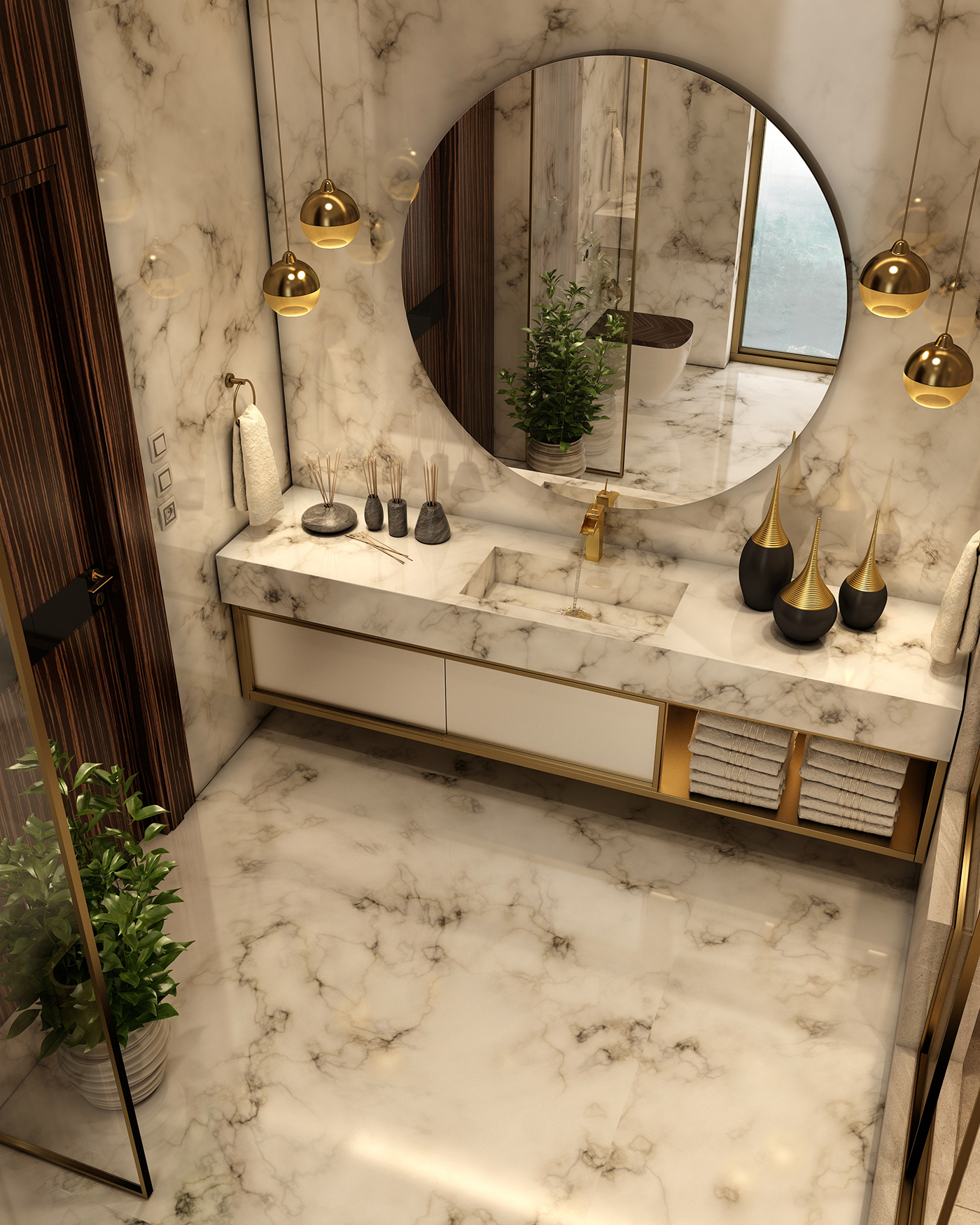 interior design  bathroom modern Villa toilet 3D architecture Render visualization vray