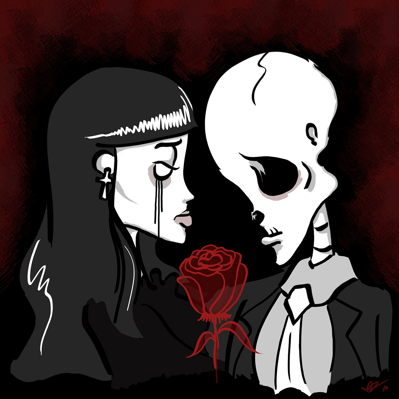 skeleton goth gothic Goth Girl cartoon creepy Halloween Tim Burton calavera skull