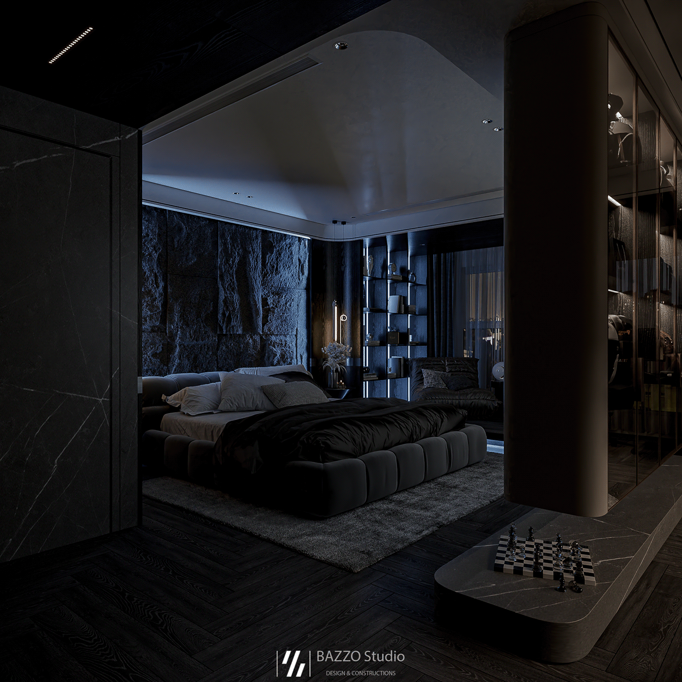 3ds max bedroom bedroom design bedroomdesign dark design Interior interior design  modern visualization