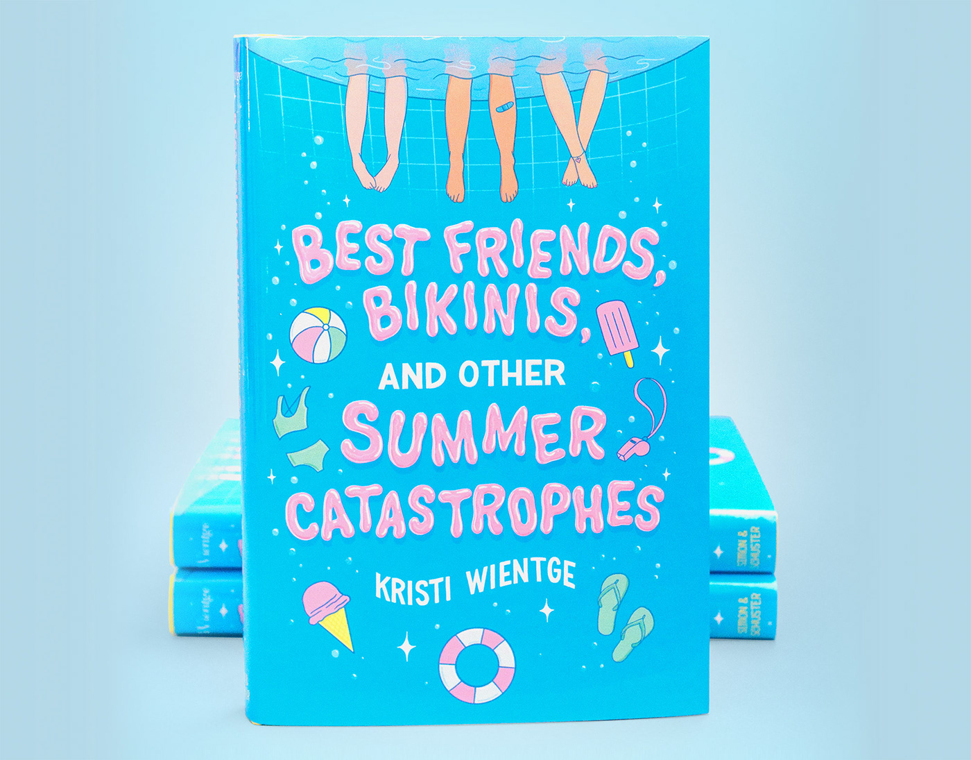A blue book cover with bubbly, kid-friendly lettering and illustration. 