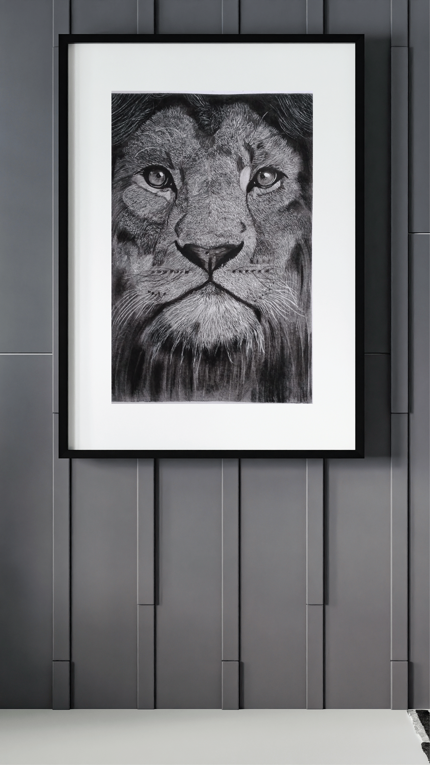 handmade handsketch Charcoal Drawing sketch realstic lion tiger animal Drawing  арт
