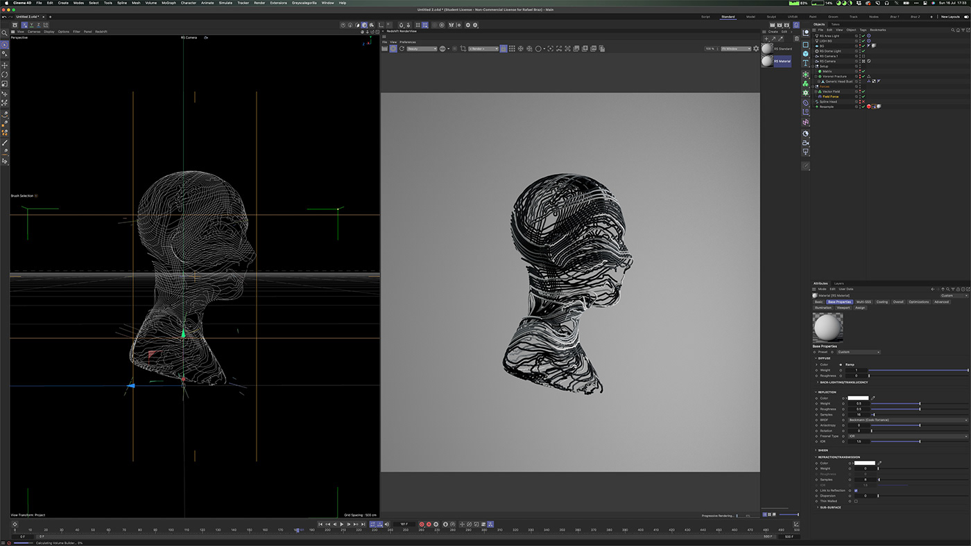 portrait cinema 4d 3D simulation Render redshift design c4d CGI