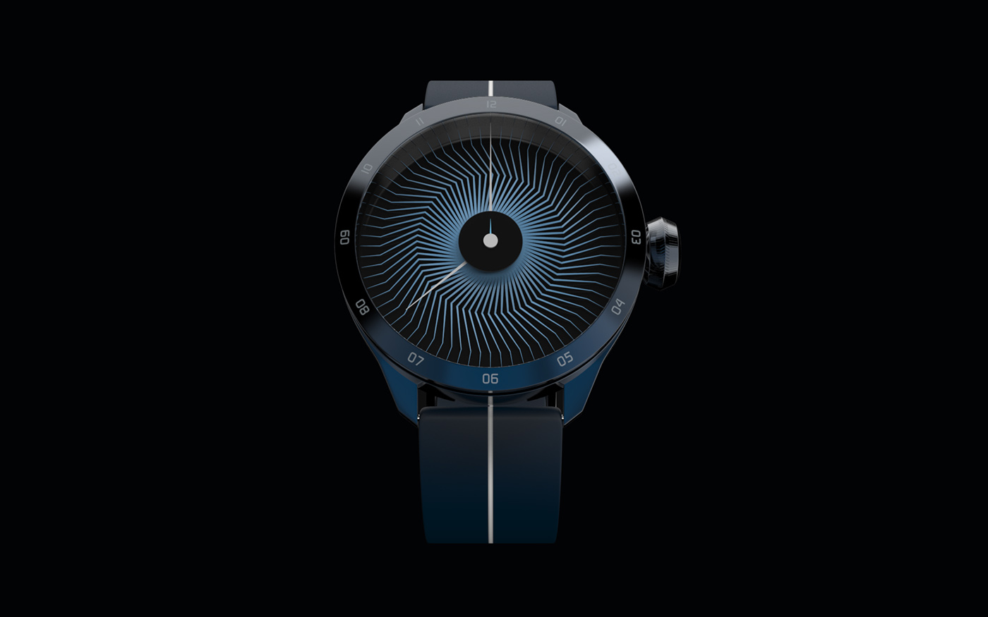 watch design concept Technology time wrist strap blue Turbine clock