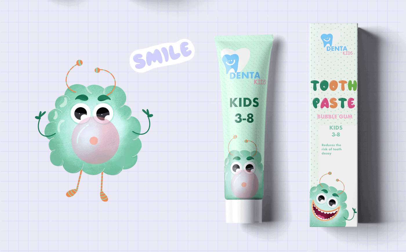 cartoon Character design  packaging design package box ILLUSTRATION  cartoon character Character toothpaste monster