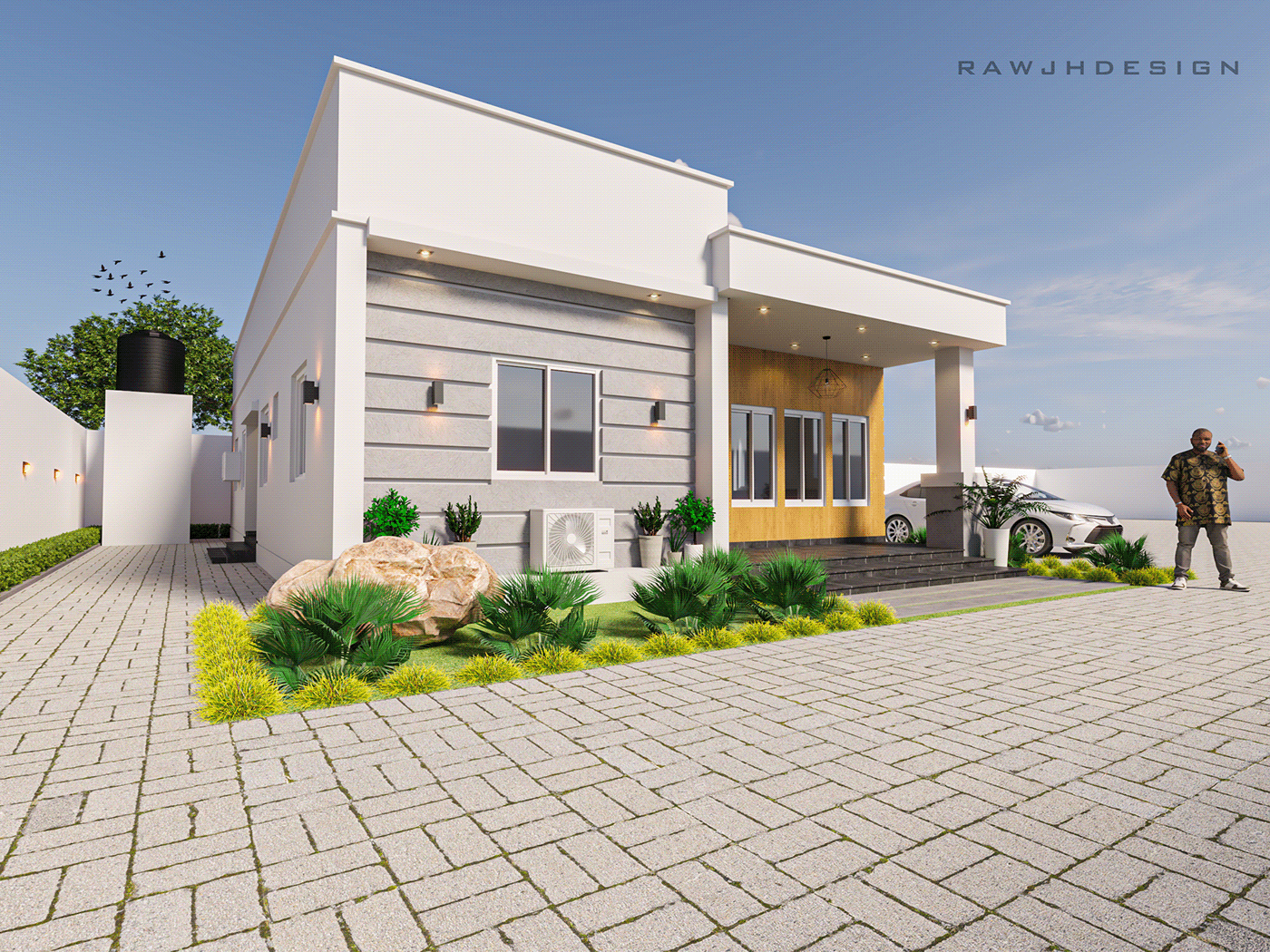 3D architecture archviz CGI exterior modern Render SketchUP visualization vray