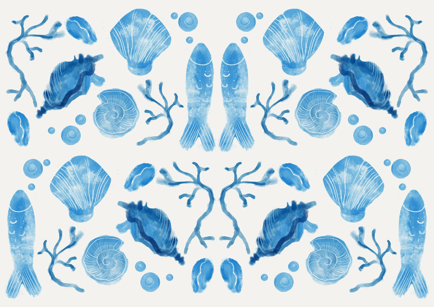 textile print surface design pattern ILLUSTRATION  Fashion  Ilustração peixes sea aquarelle