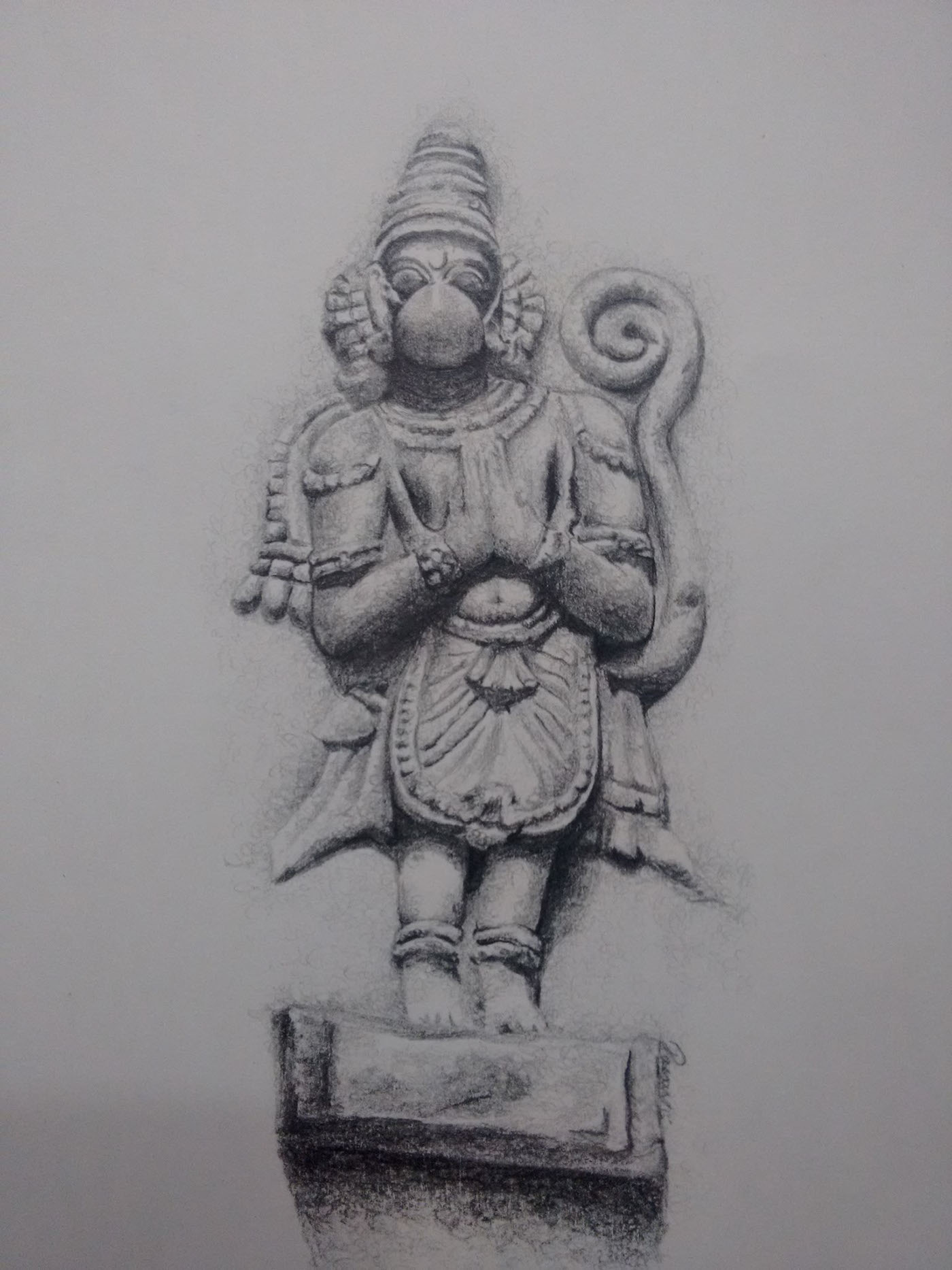 Painting Of Lord Hanuman Ji Pencil Sketch In - GranNino-sonthuy.vn