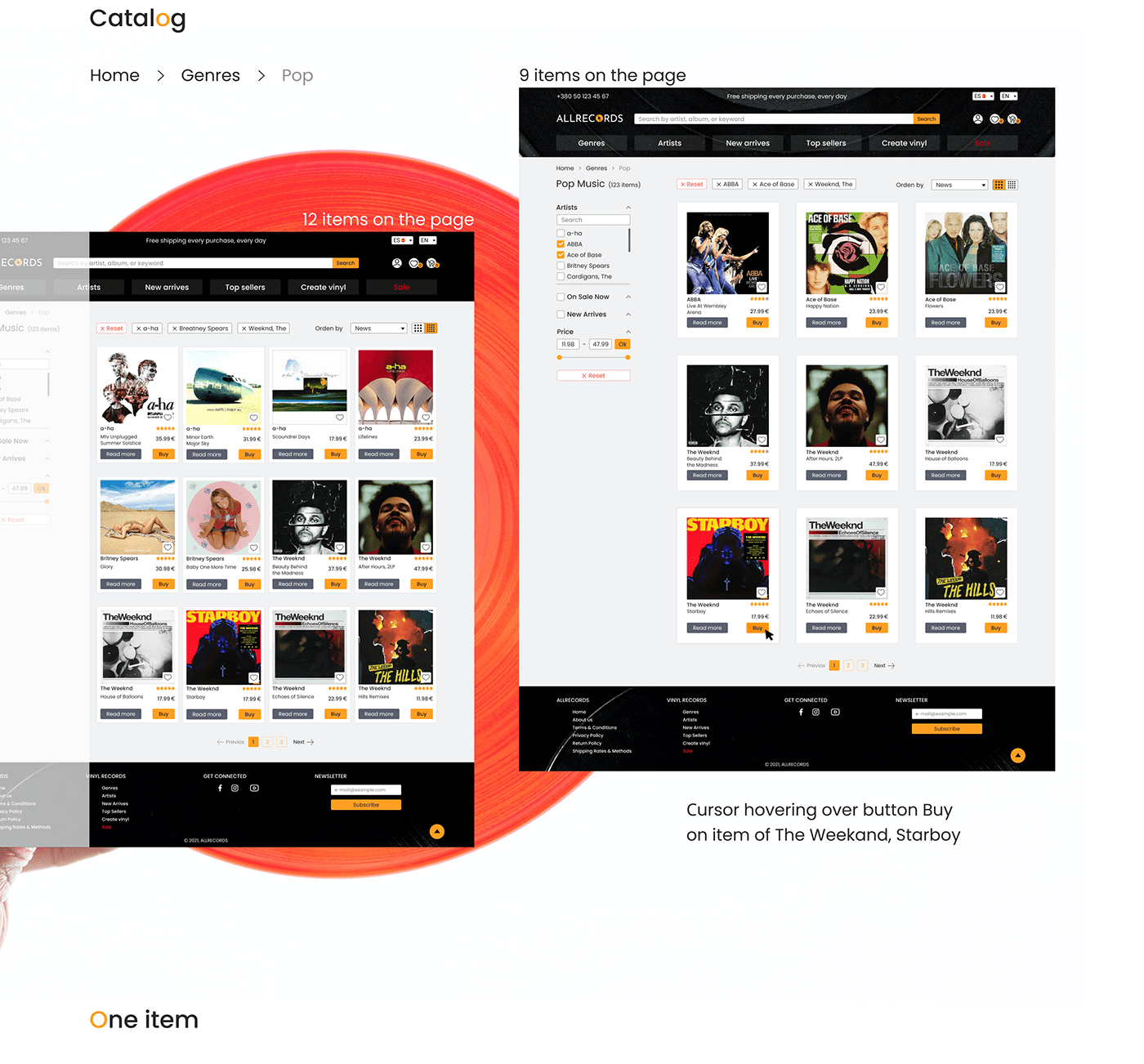commerce design e-commerce online shop UI ux vinyl Web