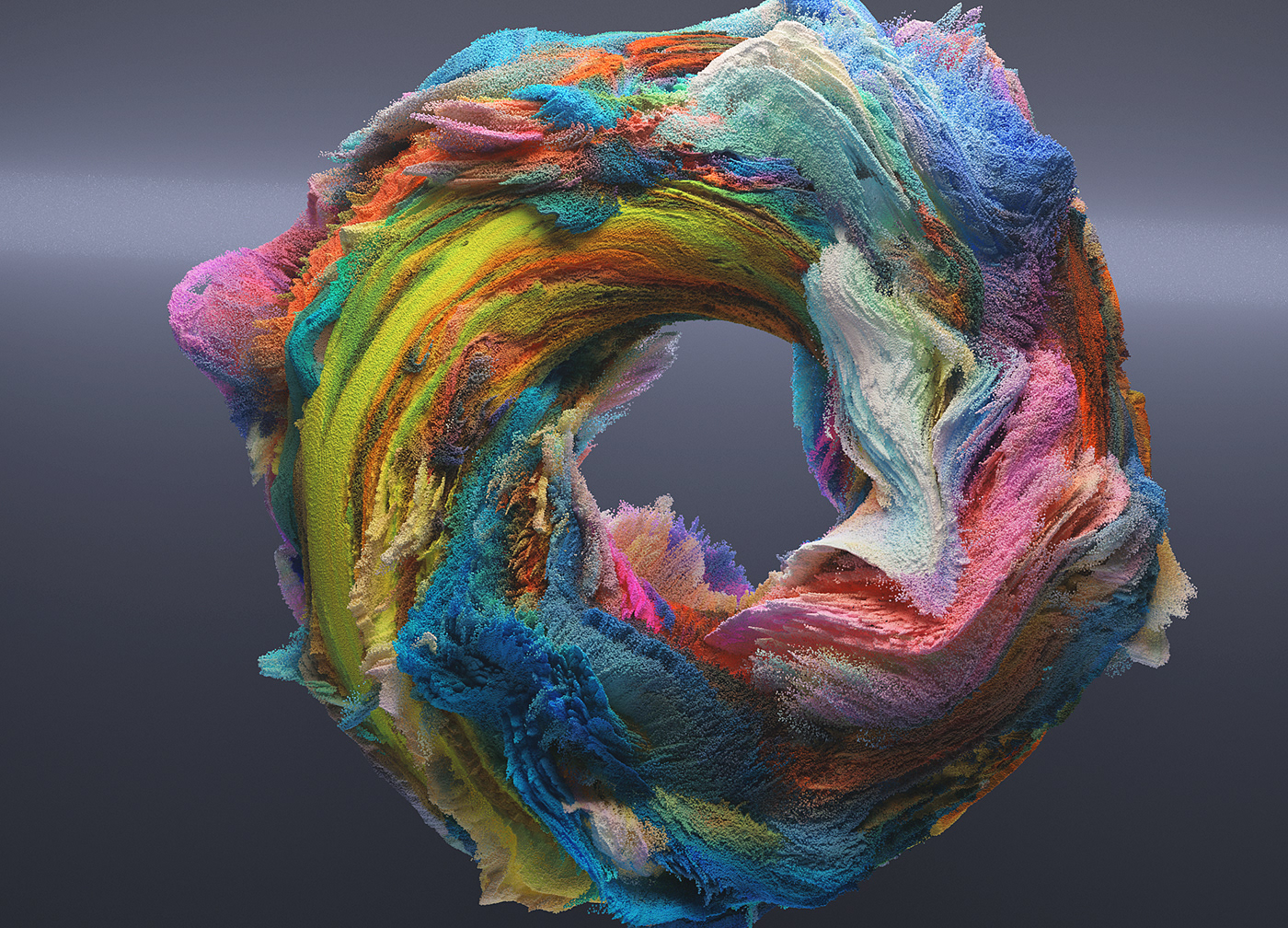 abstract colorful houdini particles redshift simulation