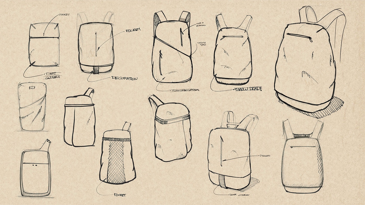 sketches rendering photoshop footwear bags soft goods product desgin Fashion  design