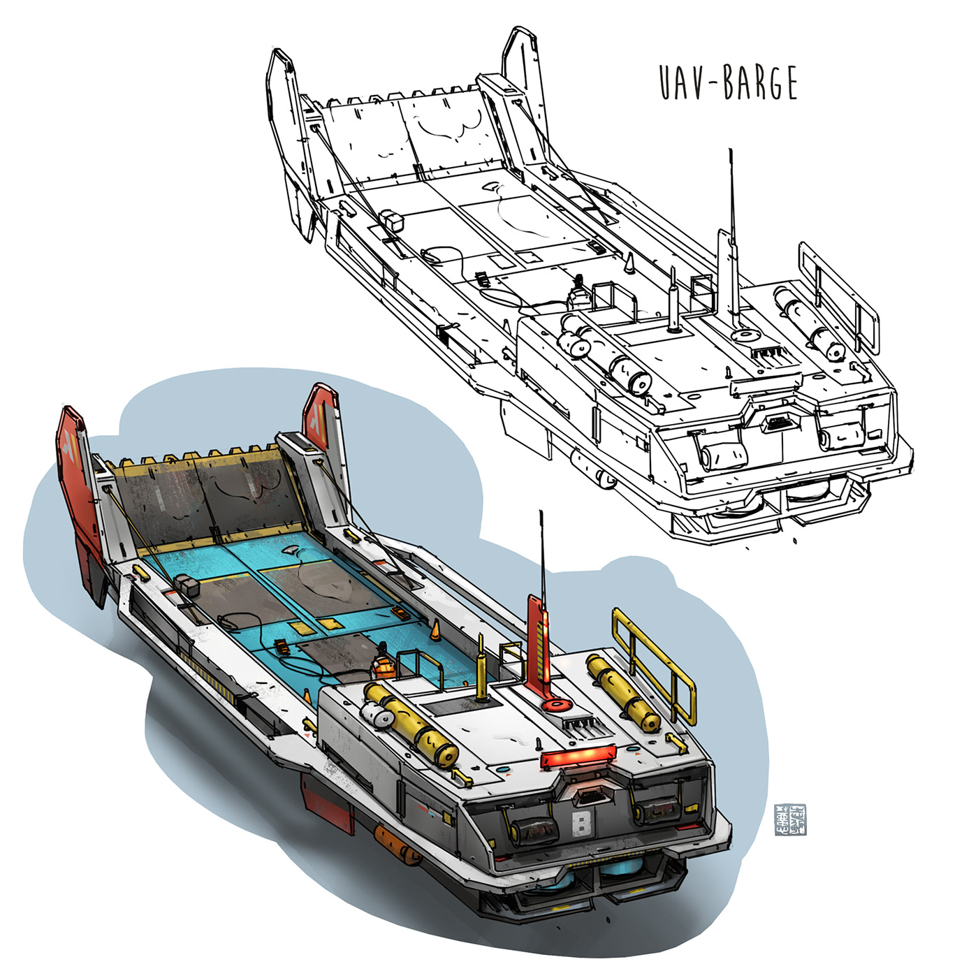 ArtDirection barontieri conceptart container hoverbarge hovercraft Loader spaceship vehicledesign visualdevelopment