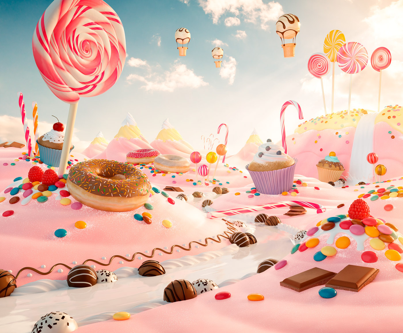 Sweets Candy Food  CGI cupcake chocolate fruit gum lollipop