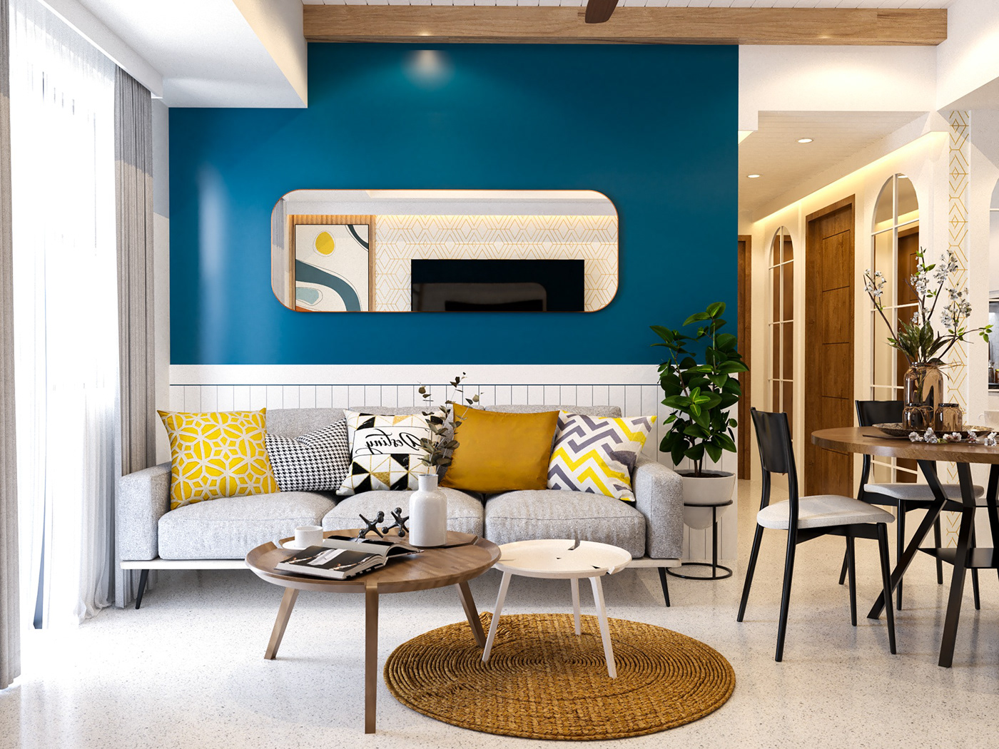 aprtment architecture visualization interior design  Render archviz 3D vray CGI living room