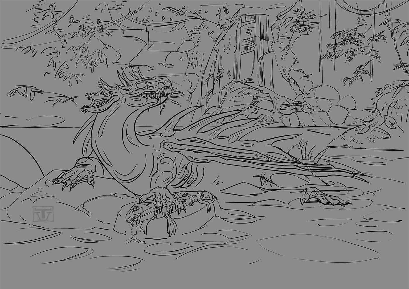 dragon creature monster jungle fantasy Magic   ILLUSTRATION  fantasycharacter magicbeast tropicaldragon