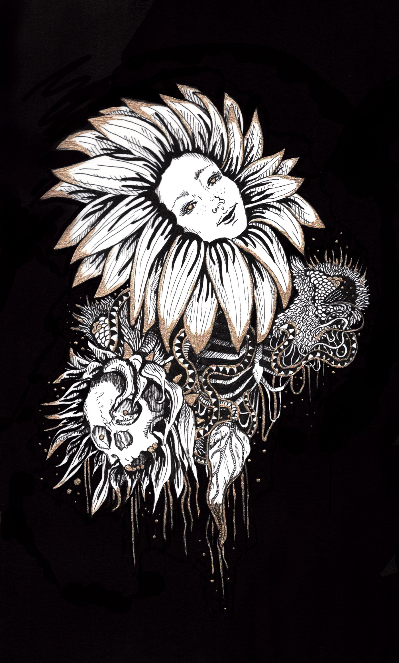 Drawing  fake friend friendship ink personality Relationships sunflower surreal watercolor