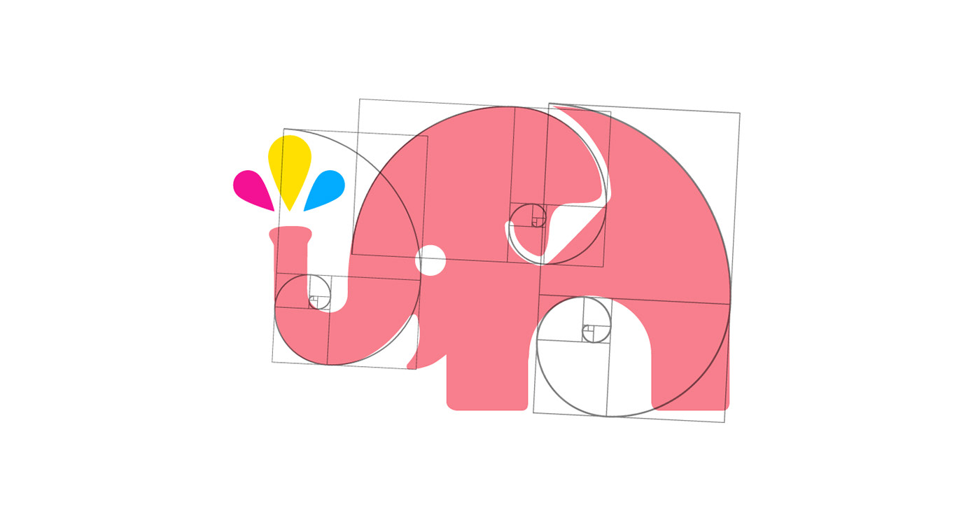 vinyl Golden Ratio gridding mascot logo bear logo elephant logo Golden Ratio Logo Character Logo Vinyl Logo b&w logo