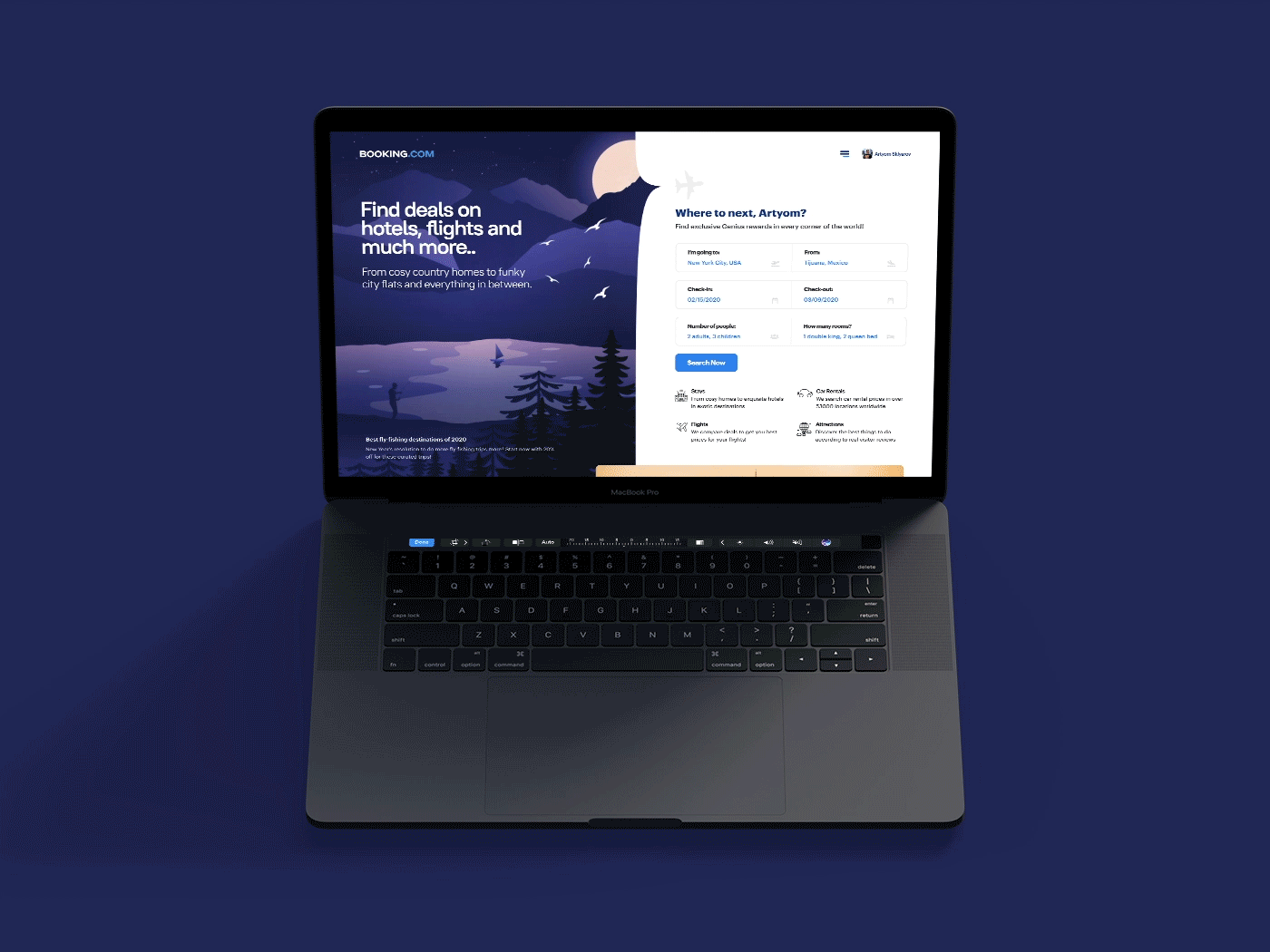 Re-design concept for travel website Booking.Com by Artyom Sklyarov
