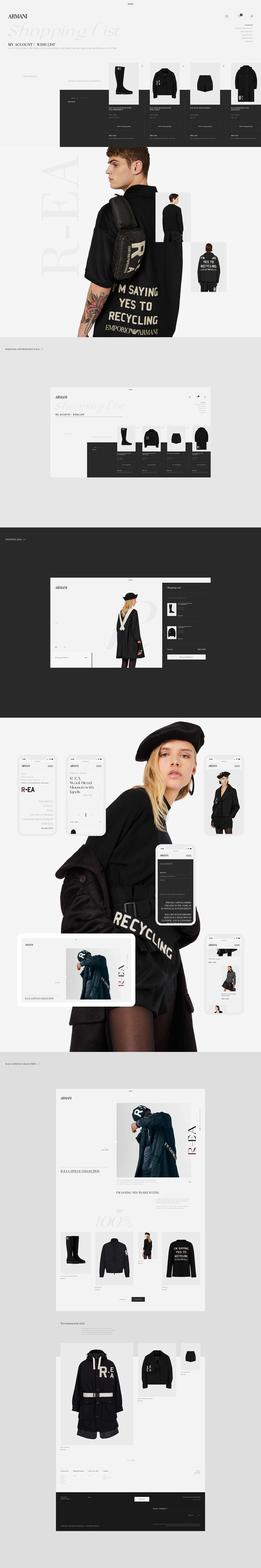 armani Clothing design e-commerce graphics shoes store UI user interface Web Design 