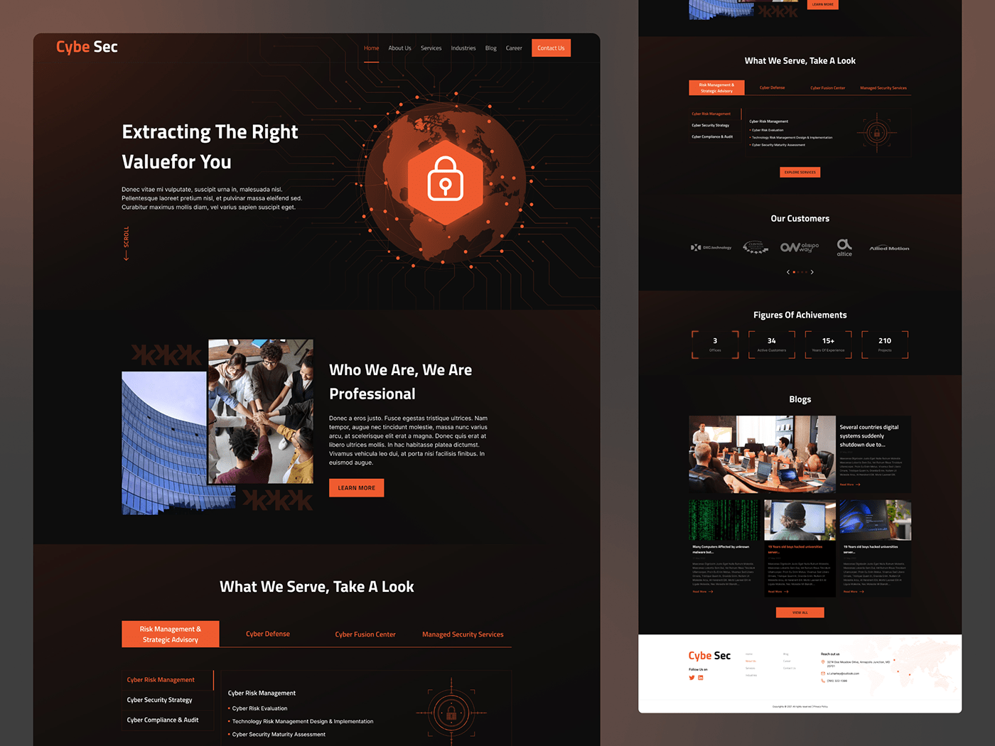 cybersecurity dark theme Figma landing page ui design UX design Web Design  website development