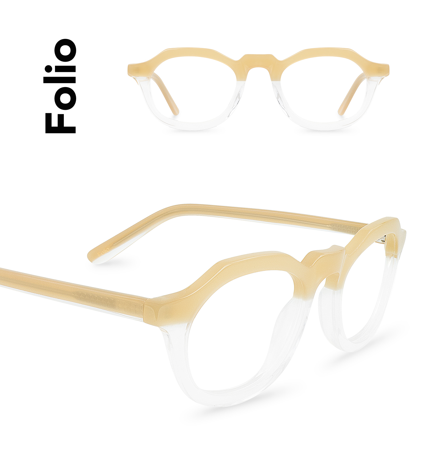 product design  design glasses eyewear bicolor transparent oval geometric folio polette