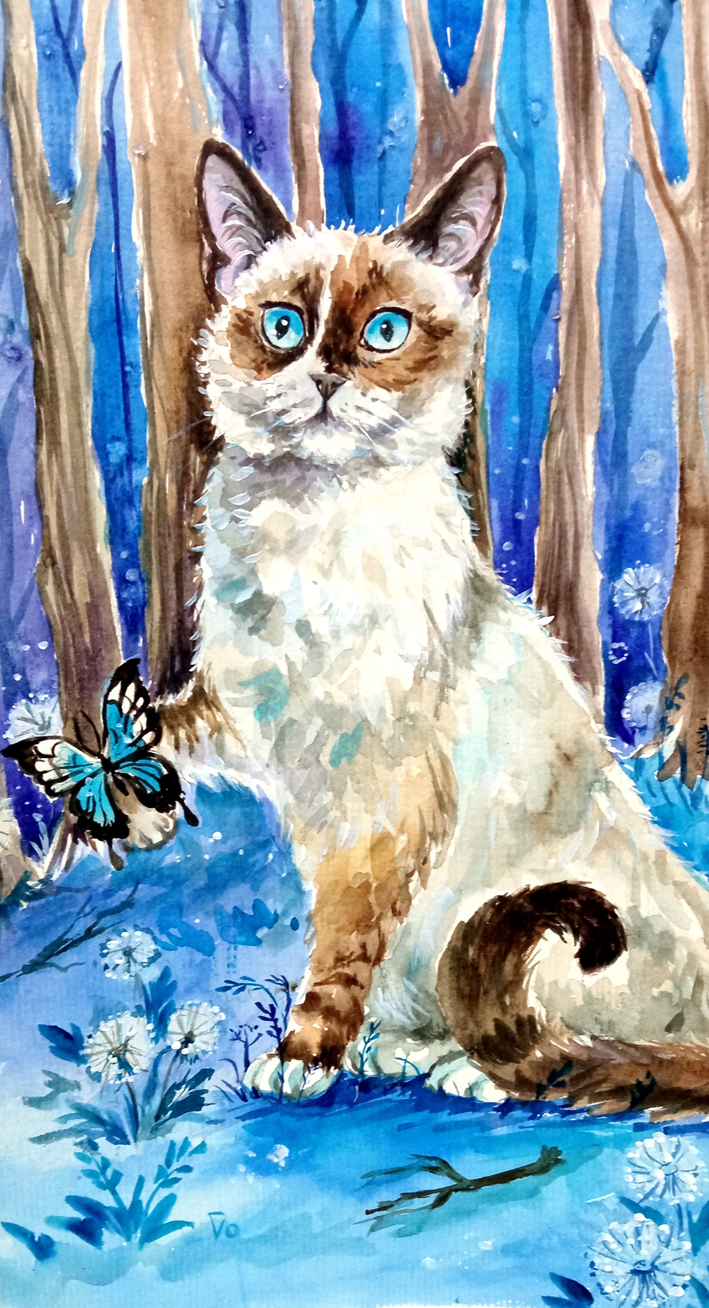 Cat animal Drawing  artwork watercolor ILLUSTRATION  Nature Landscape Pet
