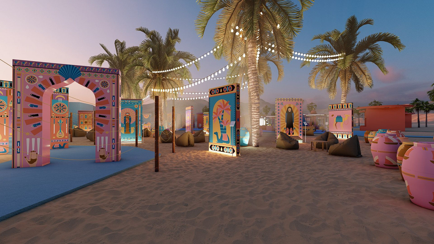 storytelling   pop up branding  ILLUSTRATION  dubai graphic design  liwa Liwa Desert Abu Dhabi arab design