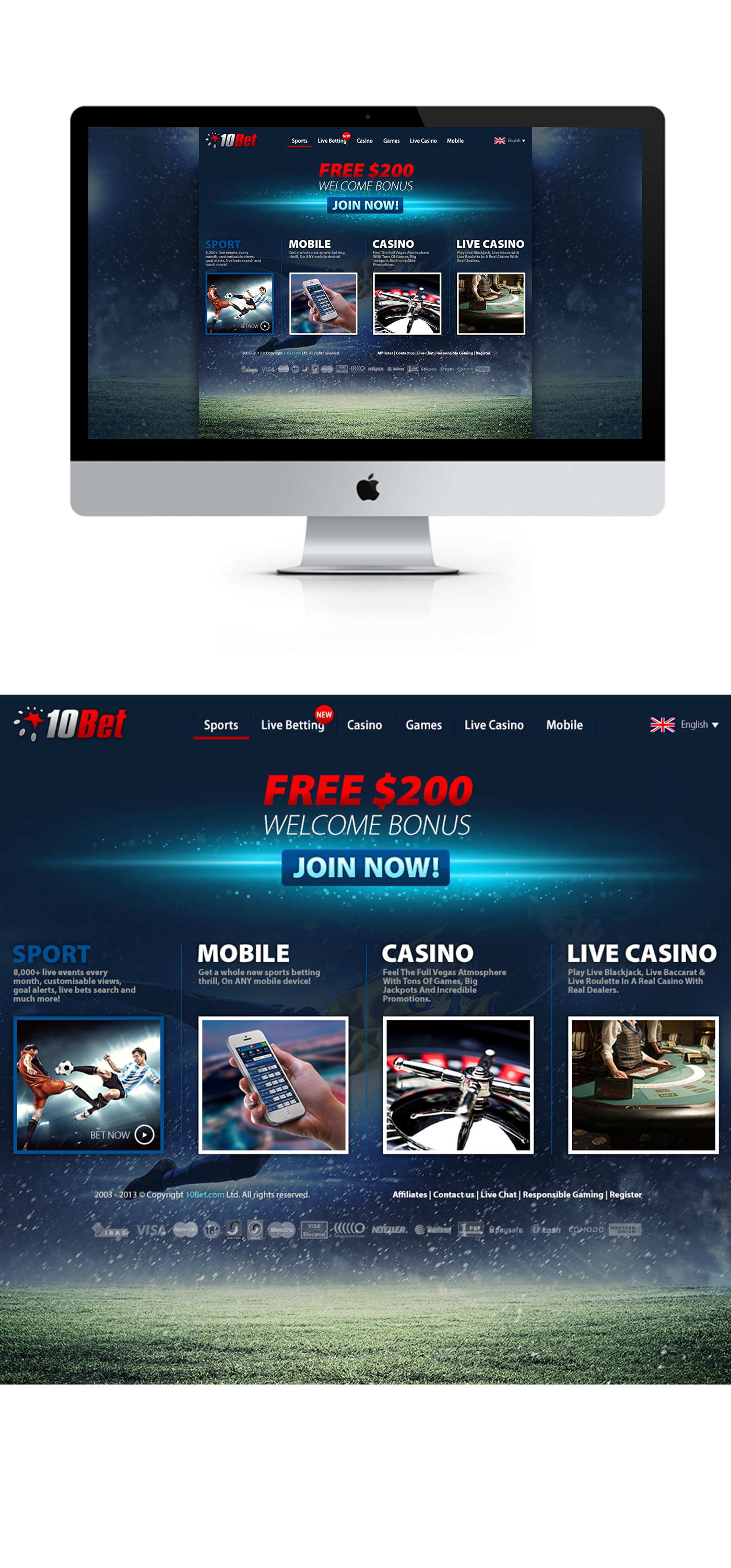 landing page sport betting Webdesign casino online football